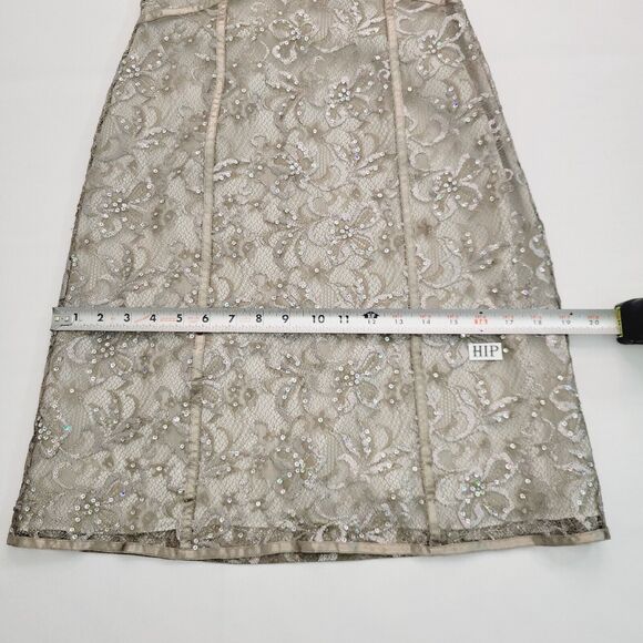 Express Slip Dress Womens 4 Champagne Lace Sequin Halter Semi-Sheer Y2K - Picture 14 of 16